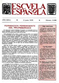Portada:Escuela española. Año XXXVI, núm. 2328, 2 de junio de 1976