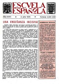 Portada:Escuela española. Año XXXVI, núm. 2329-2330, 9 de junio de 1976