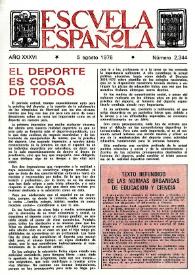 Portada:Escuela española. Año XXXVI, núm. 2344, 5 de agosto de 1976