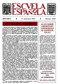 Portada:Escuela española. Año XXXVI, núm. 2357, 11 de noviembre de 1976