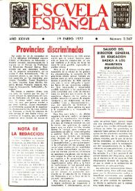 Portada:Escuela española. Año XXXVII, núm. 2367, 19 de enero de 1977