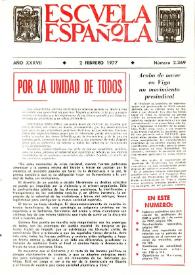 Portada:Escuela española. Año XXXVII, núm. 2369, 2 de febrero de 1977