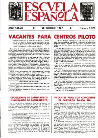 Portada:Escuela española. Año XXXVII, núm. 2372, 23 de febrero de 1977