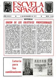 Portada:Escuela española. Año XXXVII, núm. 2405, 4 de noviembre de 1977
