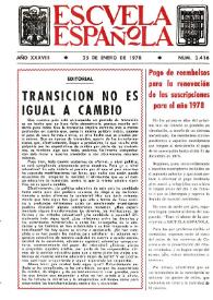 Portada:Escuela española. Año XXXVIII, núm. 2416, 25 de enero de 1978