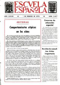 Portada:Escuela española. Año XXXVIII, núm. 2417, 1 de febrero de 1978