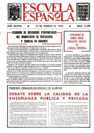 Escuela española. Año XXXVIII, núm. 2420, 22 de febrero de 1978