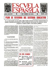 Portada:Escuela española. Año XXXVIII, núm. 2421, 1 de marzo de 1978