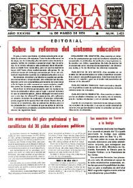 Portada:Escuela española. Año XXXVIII, núm. 2423, 16 de marzo de 1978