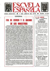 Portada:Escuela española. Año XXXVIII, núm. 2433, 7 de junio de 1978