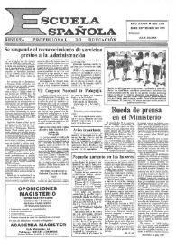 Portada:Escuela española. Año XXXIX, núm. 2492, 20 de septiembre de 1979