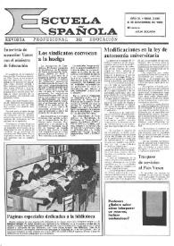 Portada:Escuela española. Año XL, núm. 2550, 6 de noviembre de 1980