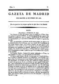 Portada:Gazeta de Madrid. 1808. Núm. 8, 26 de enero de 1808