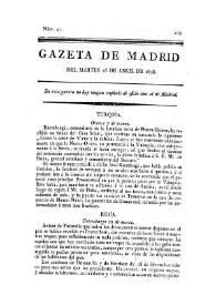 Portada:Gazeta de Madrid. 1808. Núm. 41, 26 de abril de 1808