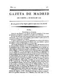 Portada:Gazeta de Madrid. 1808. Núm. 47, 17 de mayo de 1808