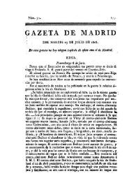 Portada:Gazeta de Madrid. 1808. Núm. 91, 19 de julio de 1808