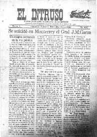 Portada:El intruso. Diario Joco-serio netamente independiente. Tomo V, núm. 452, miércoles 14 de febrero de 1923