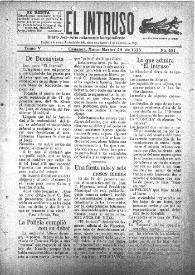 Portada:El intruso. Diario Joco-serio netamente independiente. Tomo V, núm. 481, martes 20 de marzo de 1923
