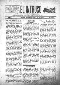 Portada:El intruso. Diario Joco-serio netamente independiente. Tomo V, núm. 482, miércoles 21 de marzo de 1923