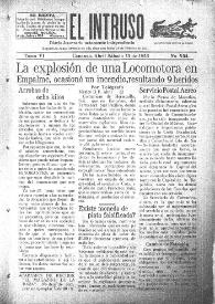 Portada:El intruso. Diario Joco-serio netamente independiente. Tomo VI, núm. 504, sábado 14 de abril de 1923