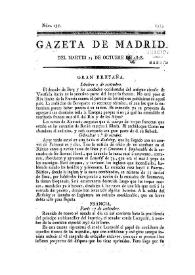 Portada:Gazeta de Madrid. 1808. Núm. 137, 25 de octubre de 1808