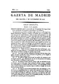 Portada:Gazeta de Madrid. 1808. Núm. 140, 1º de noviembre de 1808
