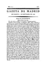 Portada:Gazeta de Madrid. 1808. Núm. 144, 15 de noviembre de 1808