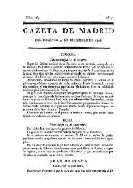 Portada:Gazeta de Madrid. 1808. Núm. 165, 25 de diciembre de 1808