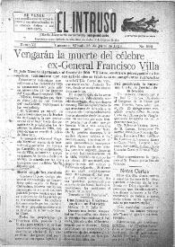Portada:El intruso. Diario Joco-serio netamente independiente. Tomo VI, núm. 592, sábado 28 de julio de 1923