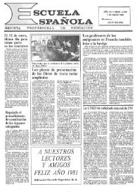 Escuela española. Año XLI, núm. 2558, 1 de enero de 1981