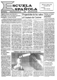 Portada:Escuela española. Año XLI, núm. 2576, 7 de mayo de 1981, número especial \"La droga en la escuela\"