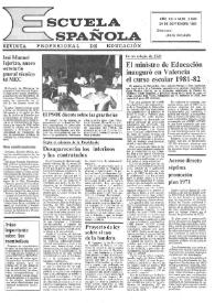 Portada:Escuela española. Año XLI, núm. 2593, 24 de septiembre de 1981