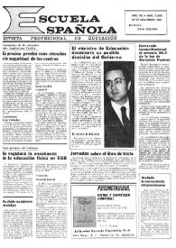 Portada:Escuela española. Año XLI, núm. 2602, 26 de noviembre de 1981