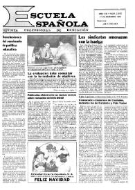 Portada:Escuela española. Año XLI, núm. 2605, 17 de diciembre de 1981