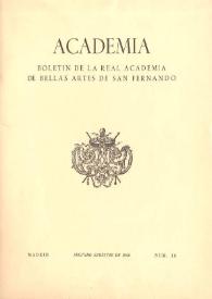 Portada:Academia : Anales y Boletín de la Real Academia de Bellas Artes de San Fernando. Núm. 19, segundo semestre de 1964