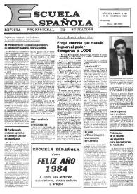 Portada:Escuela española. Año XLIII, núm. 2701, 30 de diciembre de 1983