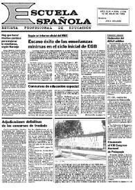 Portada:Escuela española. Año XLIV, núm. 2728, 13 de julio de 1984
