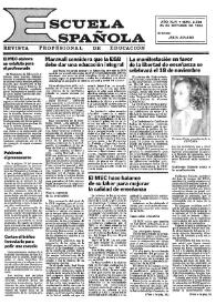 Portada:Escuela española. Año XLIV, núm. 2739, 25 de octubre de 1984