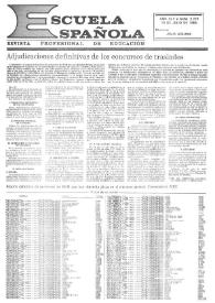 Portada:Escuela española. Año XLV. Núm. 2777, 19 de julio de 1985