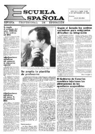 Portada:Escuela española. Año XLV, núm. 2781, 5 de septiembre de 1985