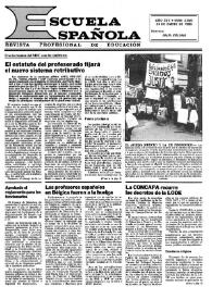 Portada:Escuela española. Año XLVI, núm. 2800, 23 de enero de 1986