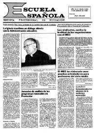 Portada:Escuela española. Año XLVI, núm. 2806, 6 de marzo de 1986