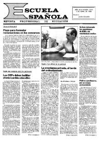 Portada:Escuela española. Año XLVI, núm. 2810, 3 de abril de 1986