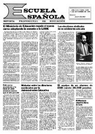Portada:Escuela española. Año XLVI, núm. 2830, 11 de septiembre de 1986