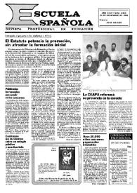 Portada:Escuela española. Año XLVI, núm. 2840, 20 de noviembre de 1986