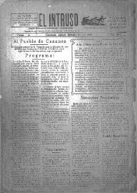 Portada:El intruso. Diario Joco-serio netamente independiente. Tomo X, núm. 929, sábado 30 de agosto de 1924