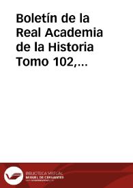 Portada:Boletín de la Real Academia de la Historia. Tomo 102, Año 1933