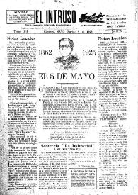 Portada:El intruso. Diario Joco-serio netamente independiente. Tomo XII, núm. 1135, martes 5 de mayo de 1925