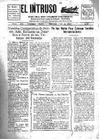 Portada:El intruso. Diario Joco-serio netamente independiente. Tomo XII, núm. 1147, miércoles 20 de mayo de 1925