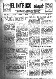 Portada:El intruso. Diario Joco-serio netamente independiente. Tomo XIII, núm. 1212, viernes 7 de agosto de 1925